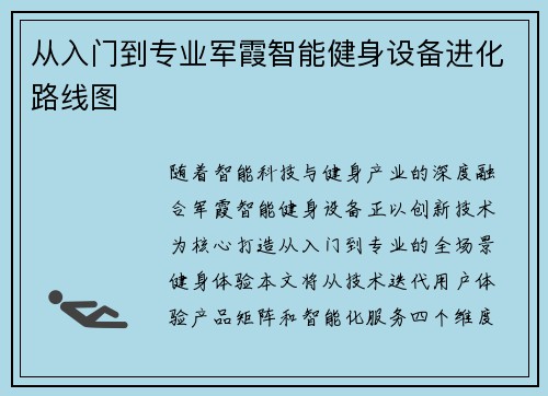 从入门到专业军霞智能健身设备进化路线图